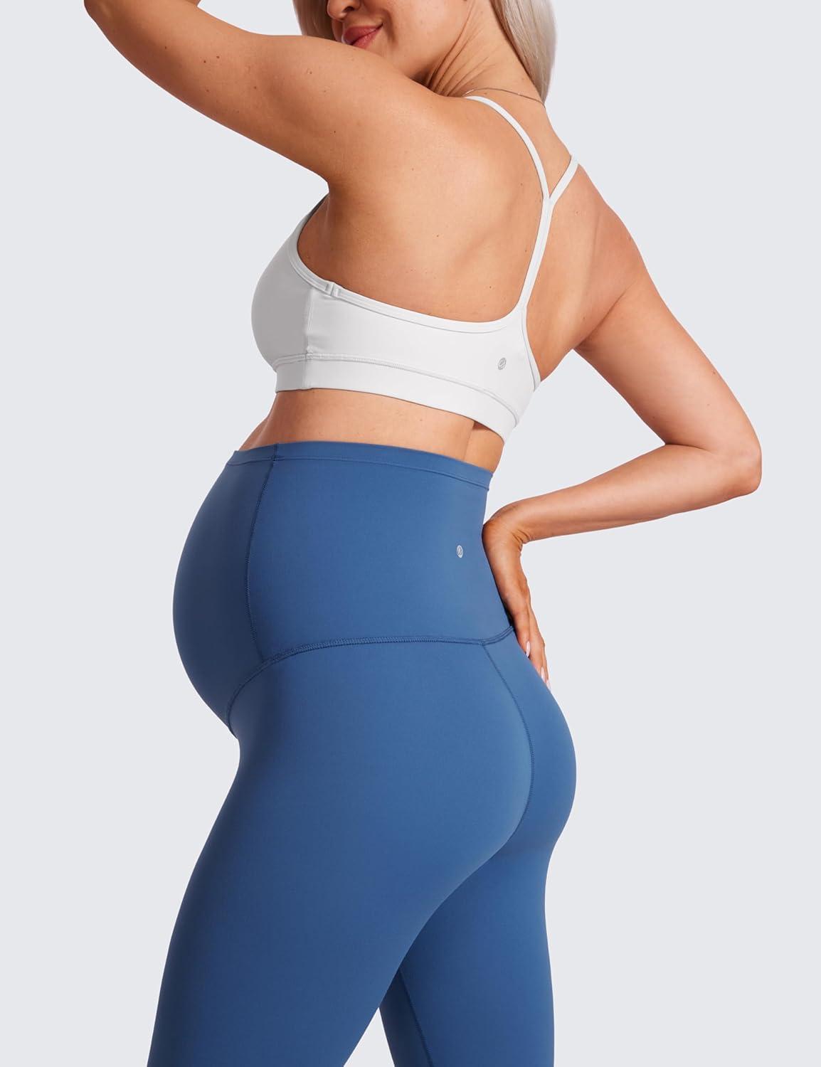 imageCRZ YOGA Butterluxe Maternity Capris Leggings 21quot Over The Belly Workout Active Yoga Womens Pregnancy Crop Pants StretchyPitch Blue