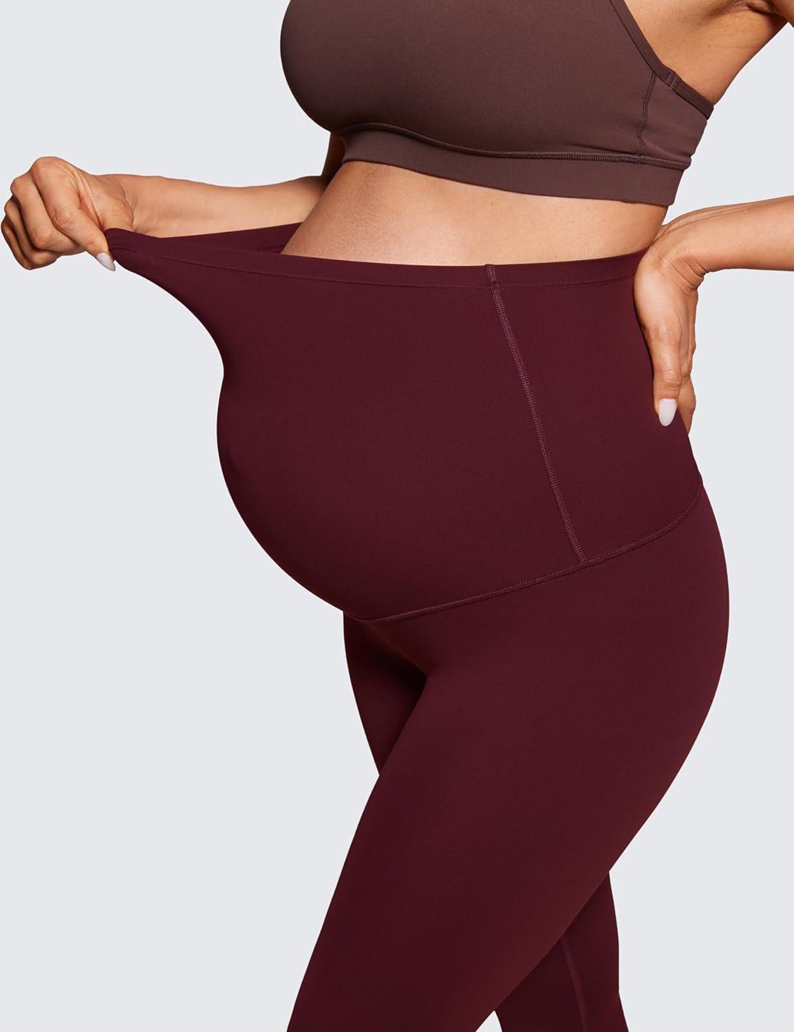 imageCRZ YOGA Butterluxe Maternity Capris Leggings 21quot Over The Belly Workout Active Yoga Womens Pregnancy Crop Pants StretchyRed Merlot