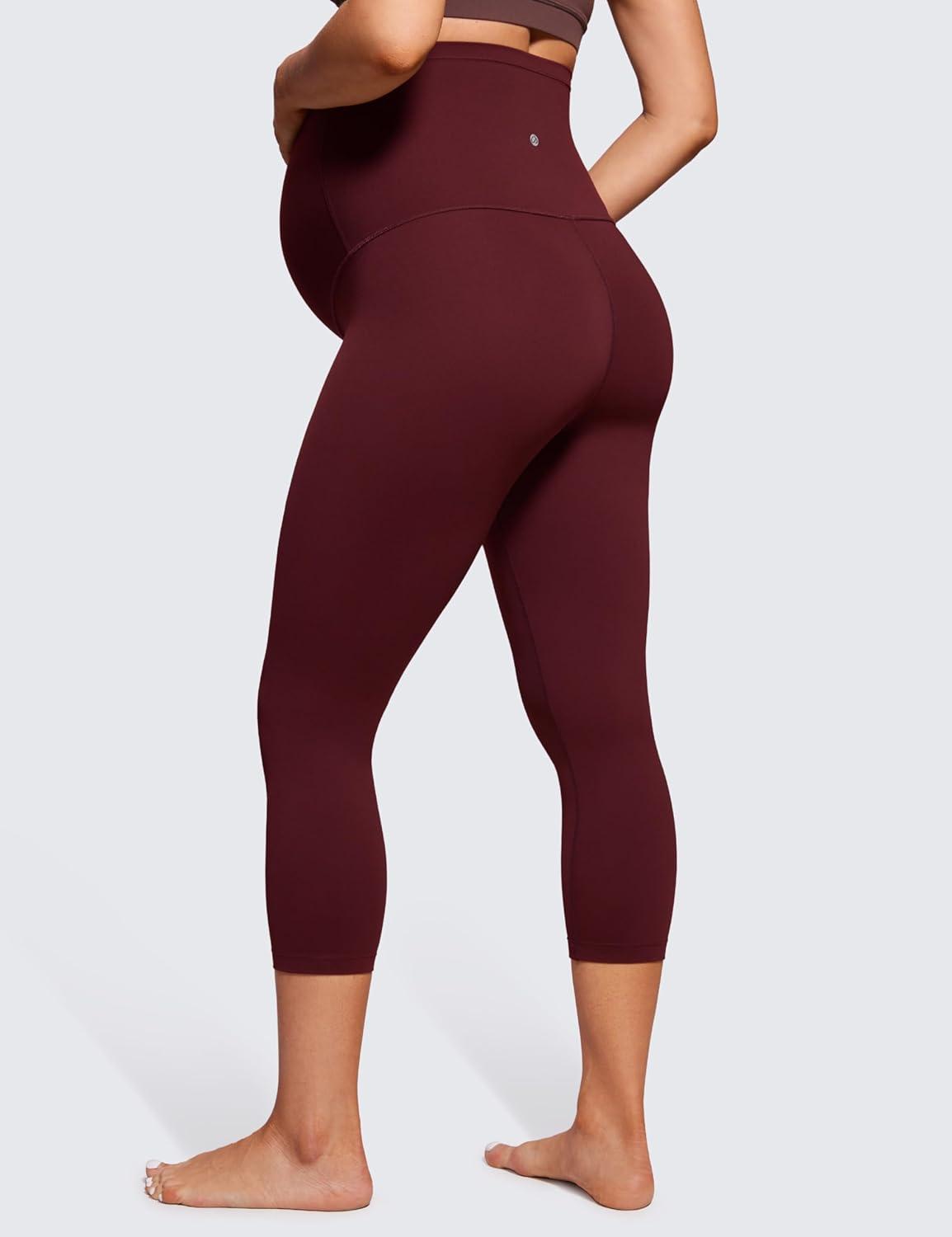 imageCRZ YOGA Butterluxe Maternity Capris Leggings 21quot Over The Belly Workout Active Yoga Womens Pregnancy Crop Pants StretchyRed Merlot