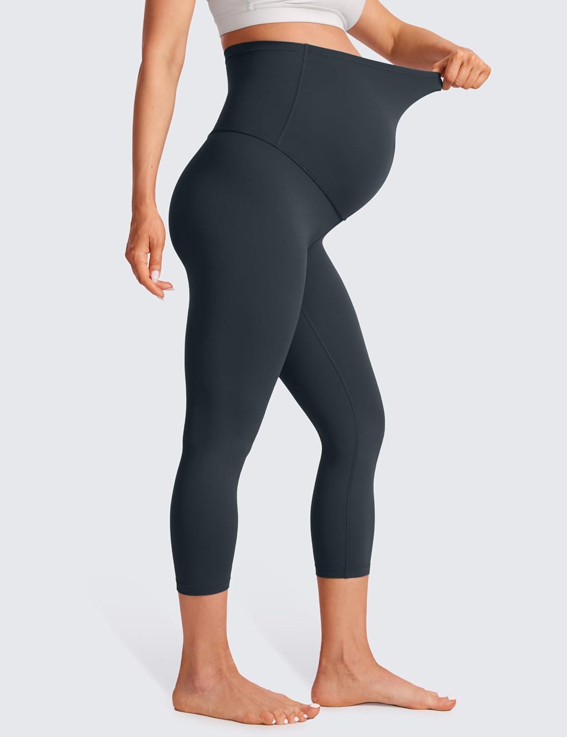 imageCRZ YOGA Butterluxe Maternity Capris Leggings 21quot Over The Belly Workout Active Yoga Womens Pregnancy Crop Pants StretchyTrue Navy