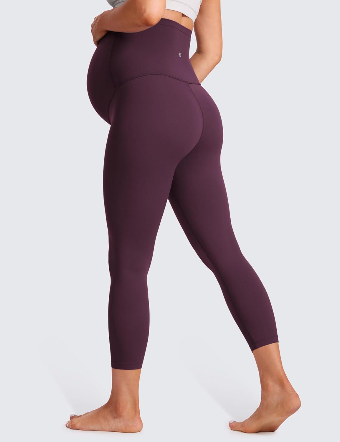 imageCRZ YOGA Butterluxe Maternity Capris Leggings 23quot Over The Belly Workout Active Yoga Womens Pregnancy Crop Pants StretchyDeep Purple