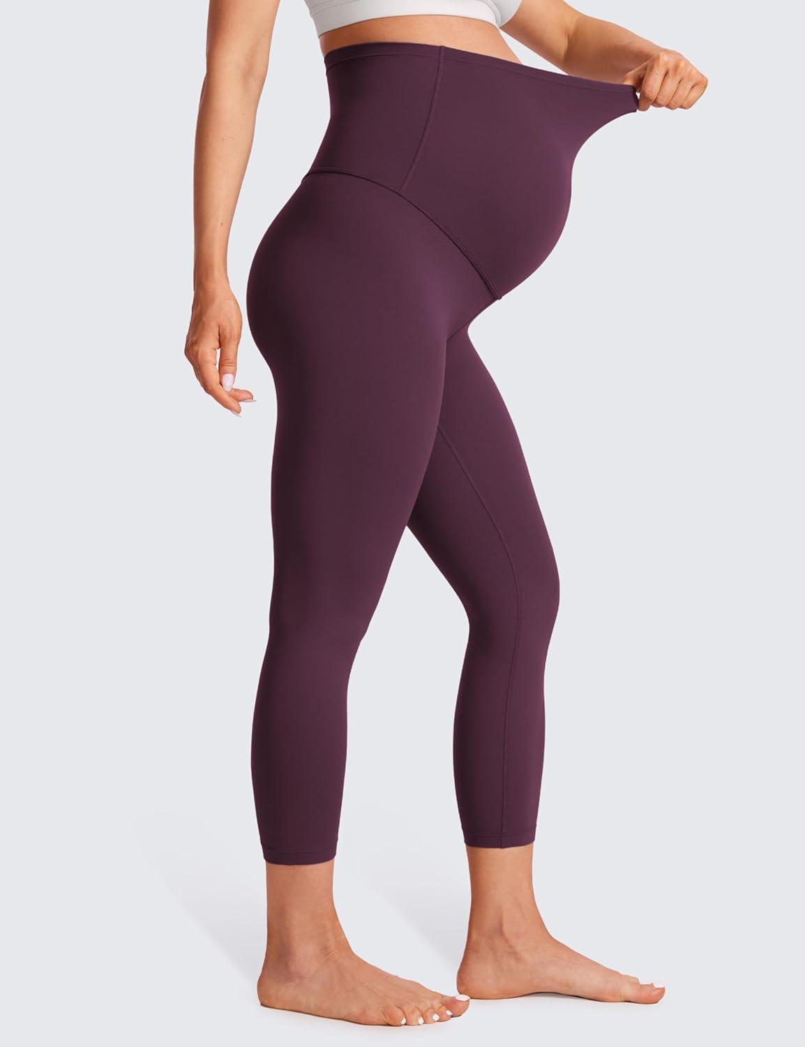 imageCRZ YOGA Butterluxe Maternity Capris Leggings 23quot Over The Belly Workout Active Yoga Womens Pregnancy Crop Pants StretchyDeep Purple