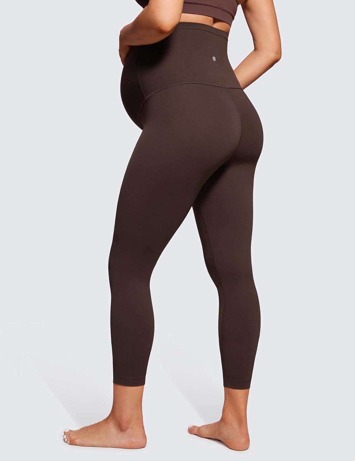 imageCRZ YOGA Butterluxe Maternity Capris Leggings 23quot Over The Belly Workout Active Yoga Womens Pregnancy Crop Pants StretchyHot Fudge Brown