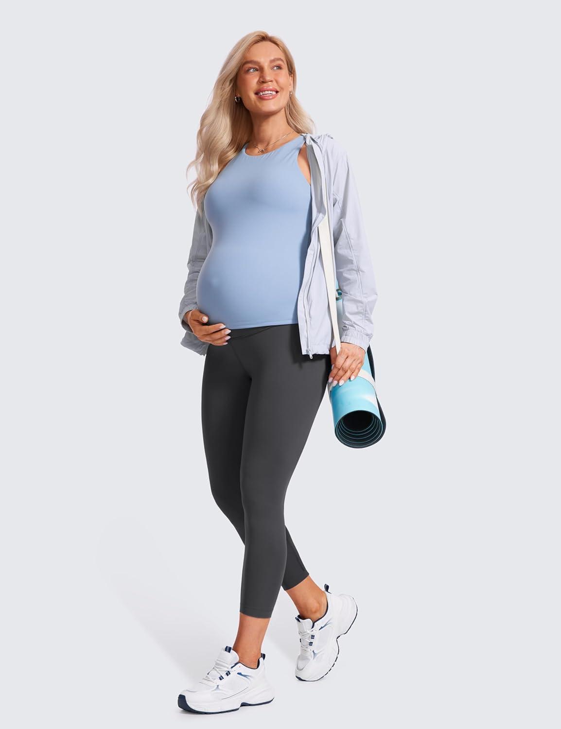 imageCRZ YOGA Butterluxe Maternity Capris Leggings 23quot Over The Belly Workout Active Yoga Womens Pregnancy Crop Pants StretchyMysterious Grey