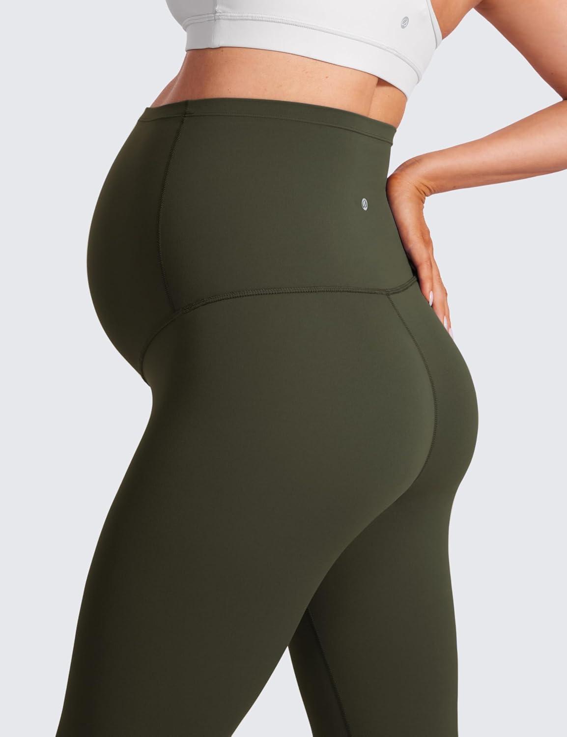 imageCRZ YOGA Butterluxe Maternity Capris Leggings 23quot Over The Belly Workout Active Yoga Womens Pregnancy Crop Pants StretchyOlive Green