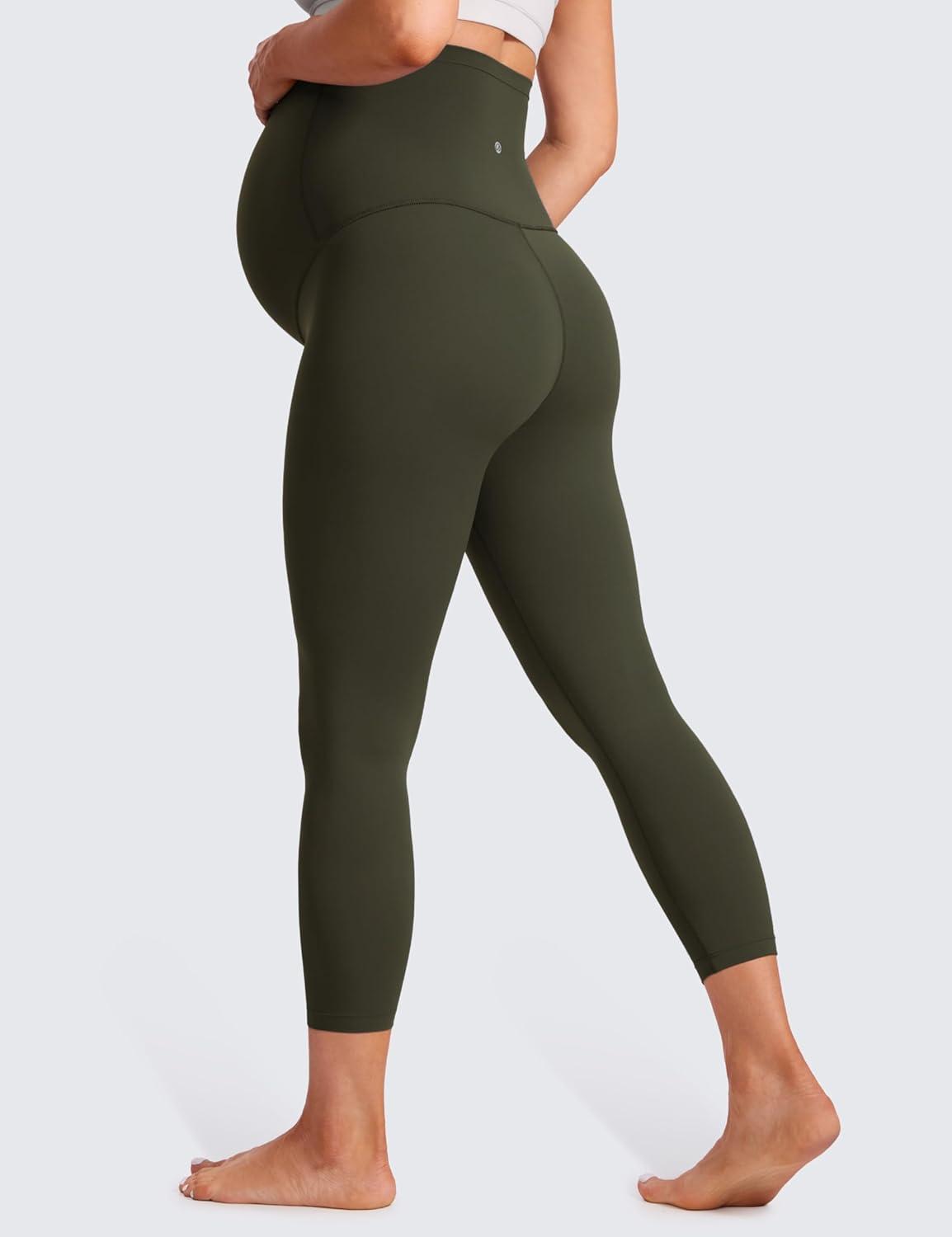 imageCRZ YOGA Butterluxe Maternity Capris Leggings 23quot Over The Belly Workout Active Yoga Womens Pregnancy Crop Pants StretchyOlive Green
