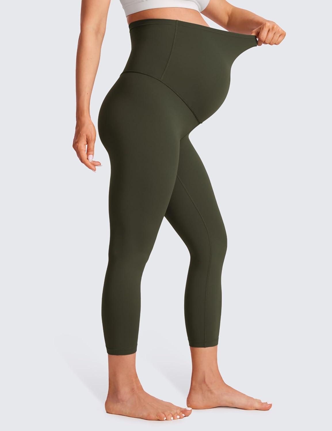 imageCRZ YOGA Butterluxe Maternity Capris Leggings 23quot Over The Belly Workout Active Yoga Womens Pregnancy Crop Pants StretchyOlive Green