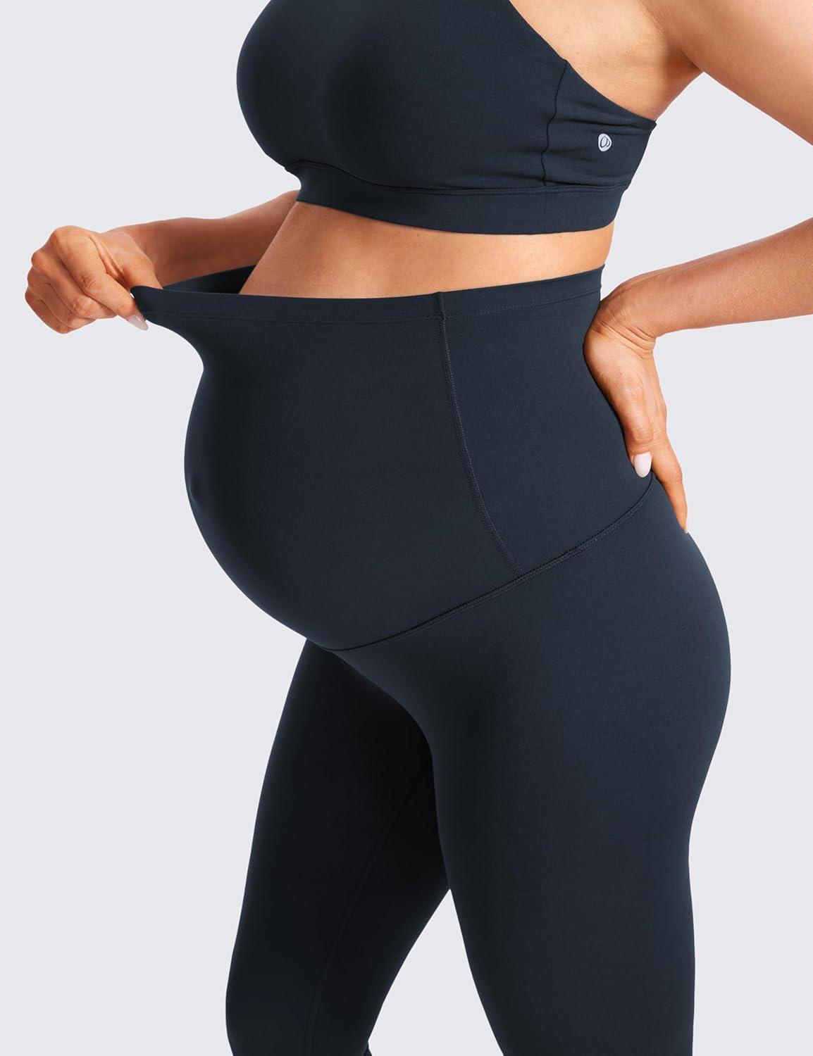 imageCRZ YOGA Butterluxe Maternity Capris Leggings 23quot Over The Belly Workout Active Yoga Womens Pregnancy Crop Pants StretchyTrue Navy