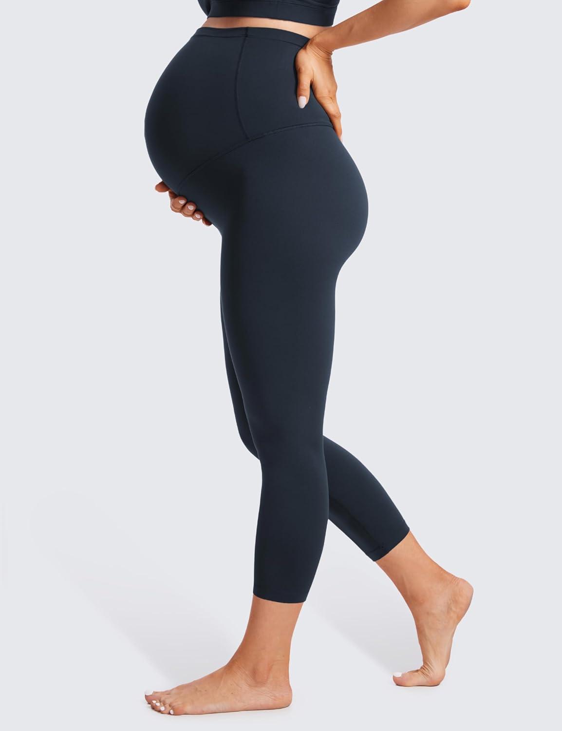 imageCRZ YOGA Butterluxe Maternity Capris Leggings 23quot Over The Belly Workout Active Yoga Womens Pregnancy Crop Pants StretchyTrue Navy