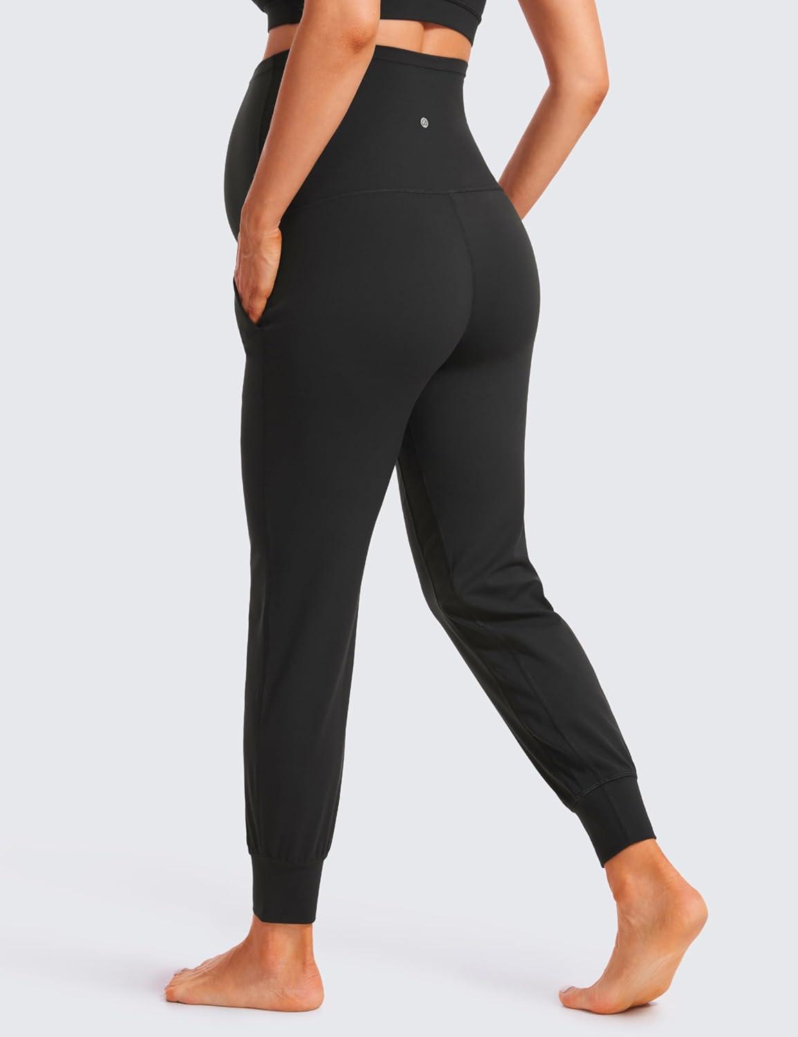 imageCRZ YOGA Butterluxe Maternity Joggers Pockets 27quot Workout Active Yoga Pregnancy Womens Pants Over The Belly SoftBlack