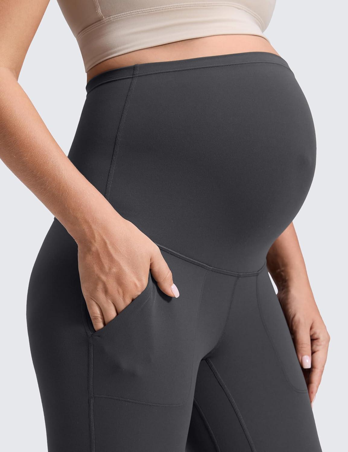 imageCRZ YOGA Butterluxe Maternity Joggers Pockets 27quot Workout Active Yoga Pregnancy Womens Pants Over The Belly SoftMysterious Grey