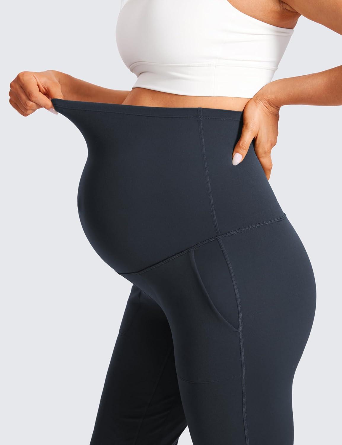 imageCRZ YOGA Butterluxe Maternity Joggers Pockets 27quot Workout Active Yoga Pregnancy Womens Pants Over The Belly SoftTrue Navy