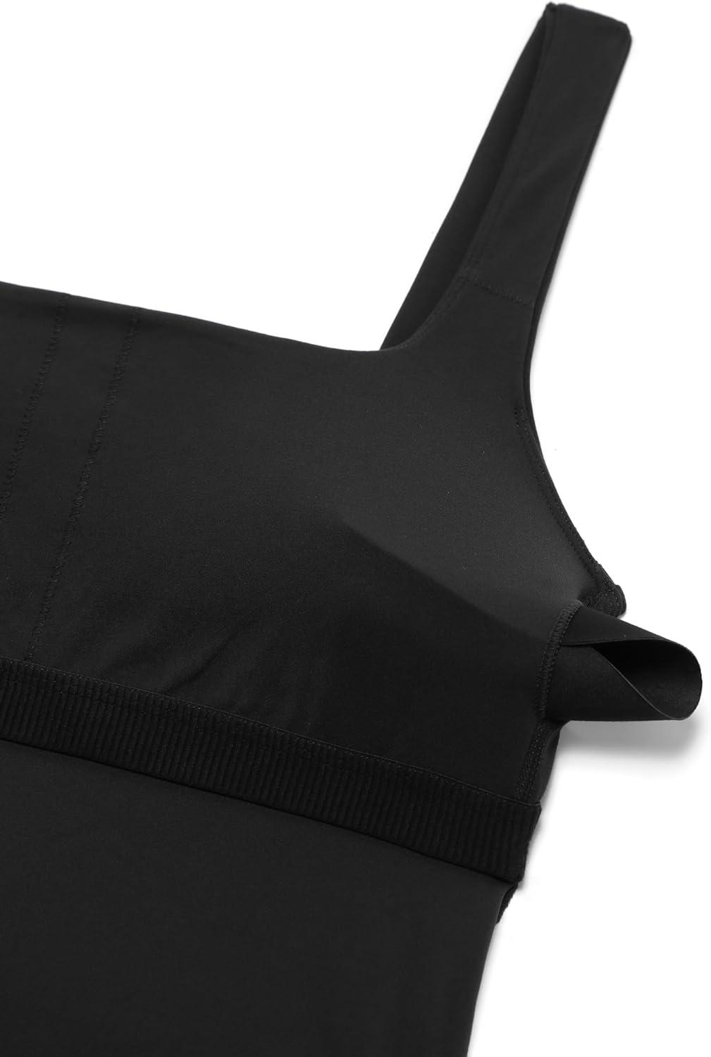 imageCRZ YOGA Butterluxe Maternity Square Neck Tank Tops Ruched Sleeveless Womens Pregnancy Yoga Tee Shirt with Built in BraBlack