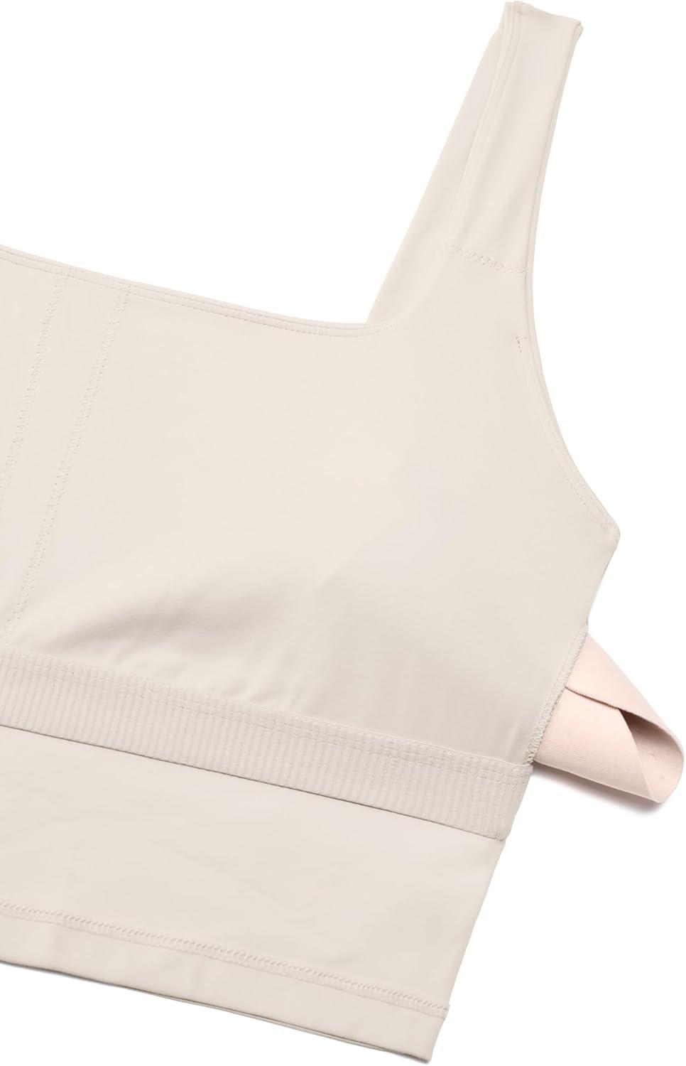 imageCRZ YOGA Butterluxe Square Neck Crop Tank Tops for Women Workout Longline Sports Bras Padded Yoga CamisoleMojave Tan
