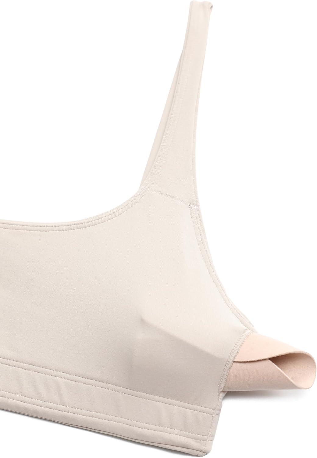imageCRZ YOGA Butterluxe Square Neck Sports Bras for Women Spaghetti Strap Yoga Wireless Low Coverage Padded Cami Crop TopMojave Tan