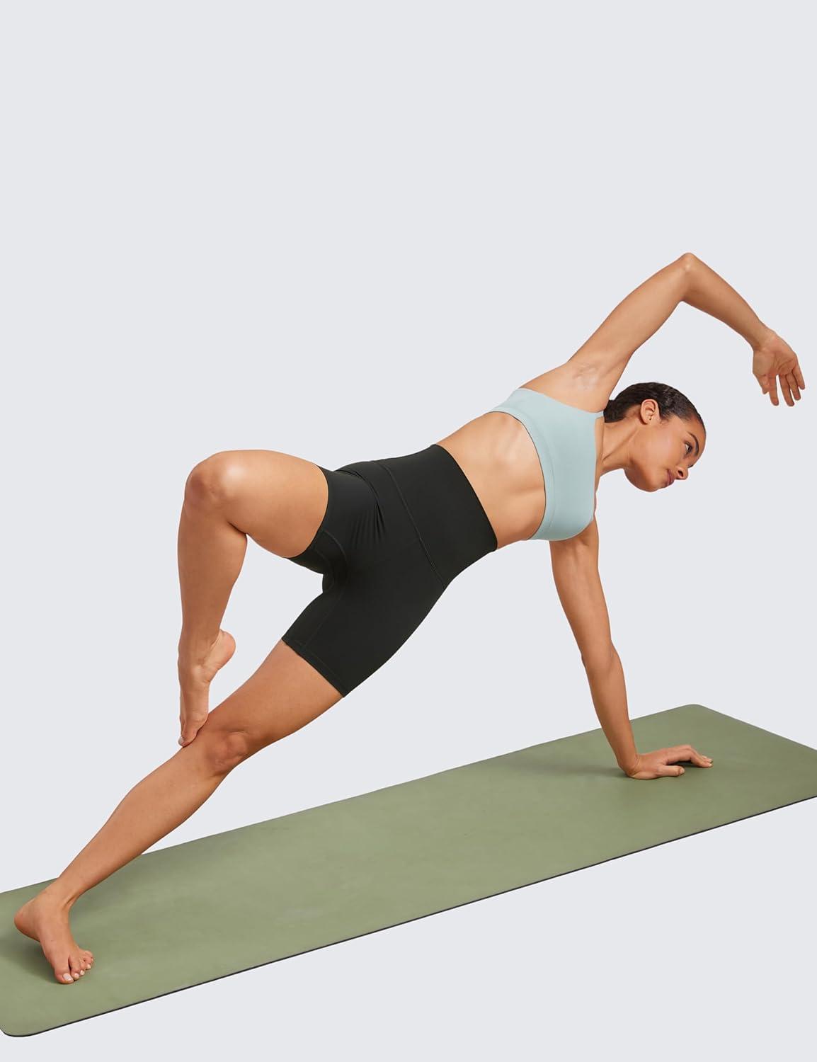 imageCRZ YOGA Butterluxe Super High Waist Biker Shorts 6quot Yoga Workout Womens Buttery Soft Over BellyBlack