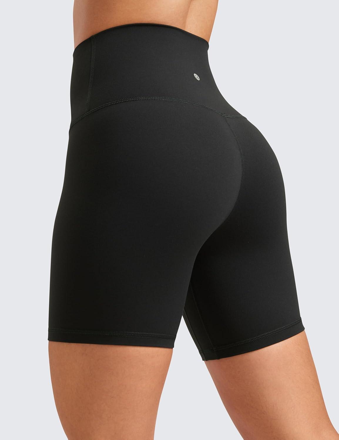 imageCRZ YOGA Butterluxe Super High Waist Biker Shorts 6quot Yoga Workout Womens Buttery Soft Over BellyBlack