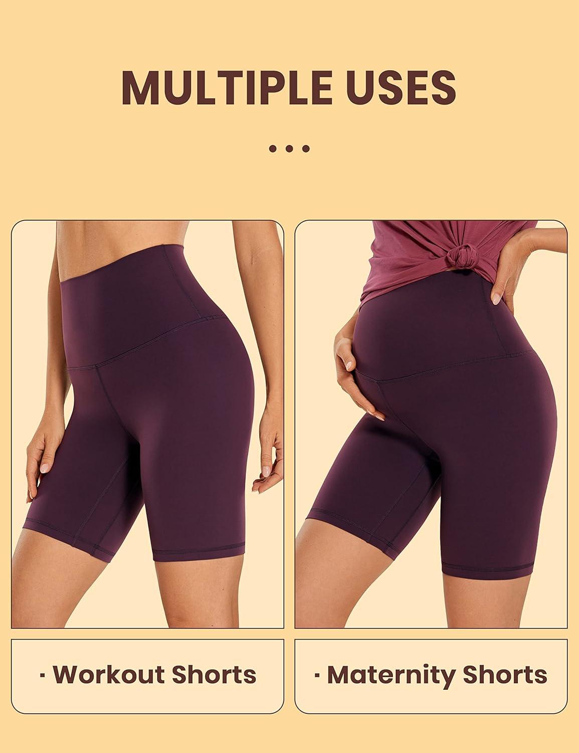 imageCRZ YOGA Butterluxe Super High Waist Biker Shorts 6quot Yoga Workout Womens Buttery Soft Over BellyDeep Purple