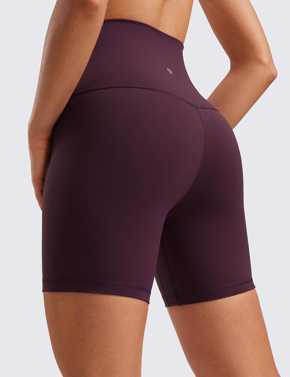 imageCRZ YOGA Butterluxe Super High Waist Biker Shorts 6quot Yoga Workout Womens Buttery Soft Over BellyDeep Purple
