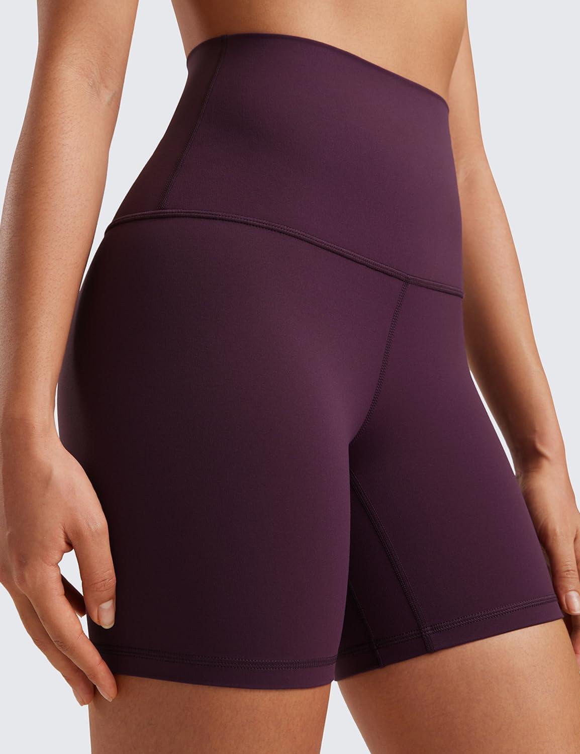 imageCRZ YOGA Butterluxe Super High Waist Biker Shorts 6quot Yoga Workout Womens Buttery Soft Over BellyDeep Purple