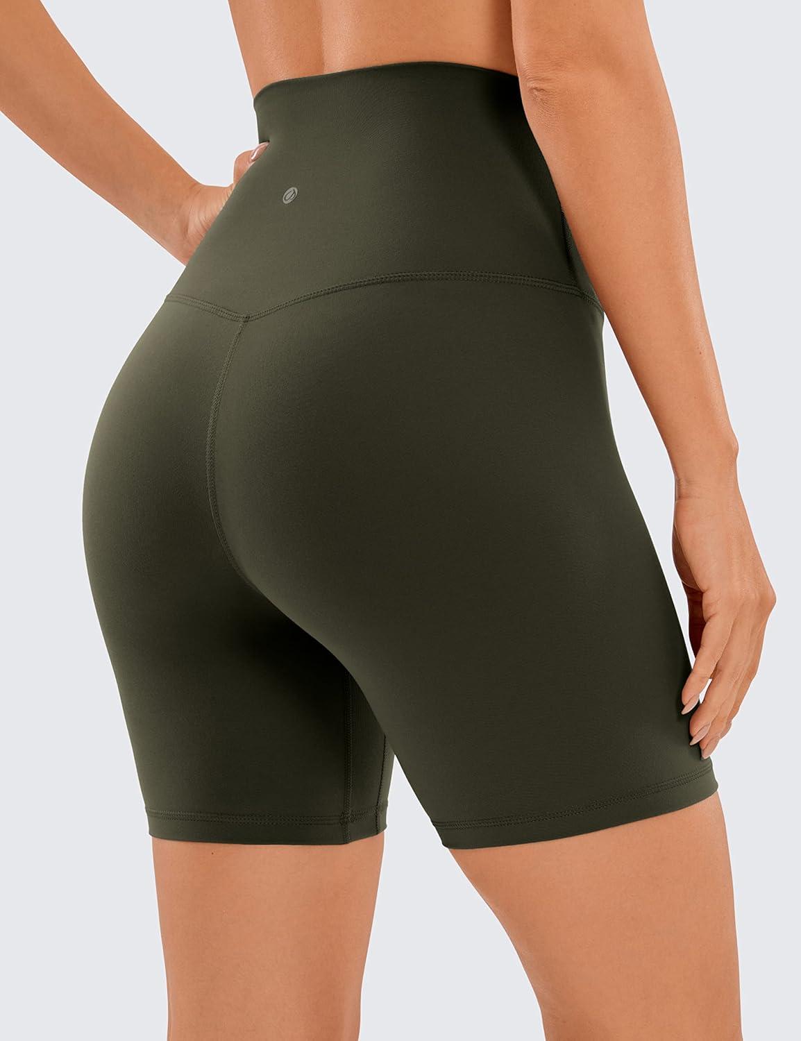 imageCRZ YOGA Butterluxe Super High Waist Biker Shorts 6quot Yoga Workout Womens Buttery Soft Over BellyOlive Green