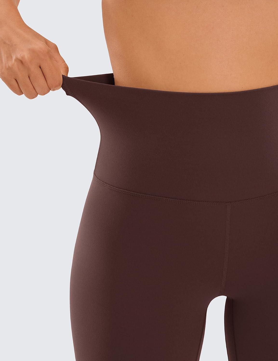 imageCRZ YOGA Butterluxe Super High Waist Biker Shorts 6quot Yoga Workout Womens Buttery Soft Over BellyTaupe