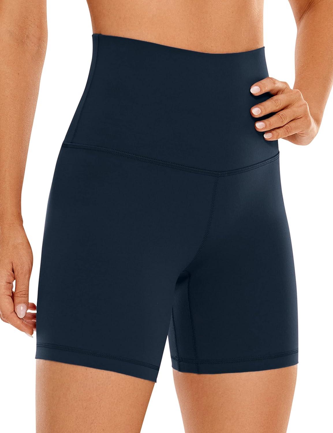 imageCRZ YOGA Butterluxe Super High Waist Biker Shorts 6quot Yoga Workout Womens Buttery Soft Over BellyTwilight Blue