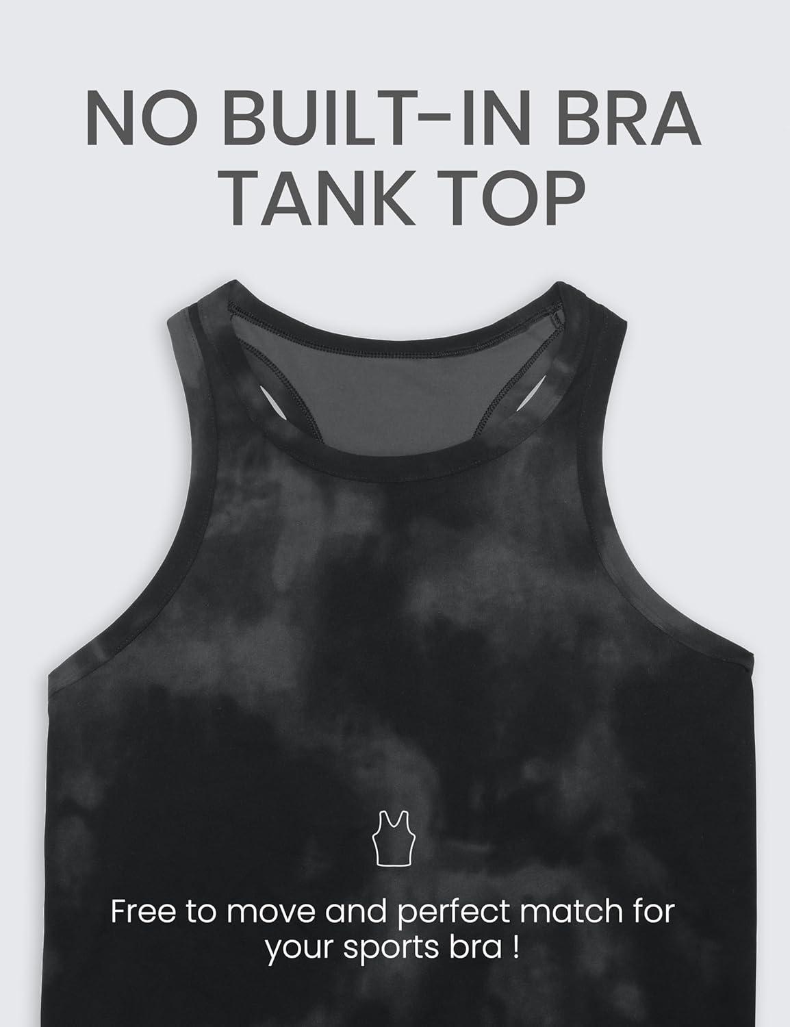 imageCRZ YOGA Butterluxe Womens Workout Racerback Sleeveless Tops High Neck Athletic Camisole Tanks Running Gym Yoga ShirtsBlack Tie Dye Flowers