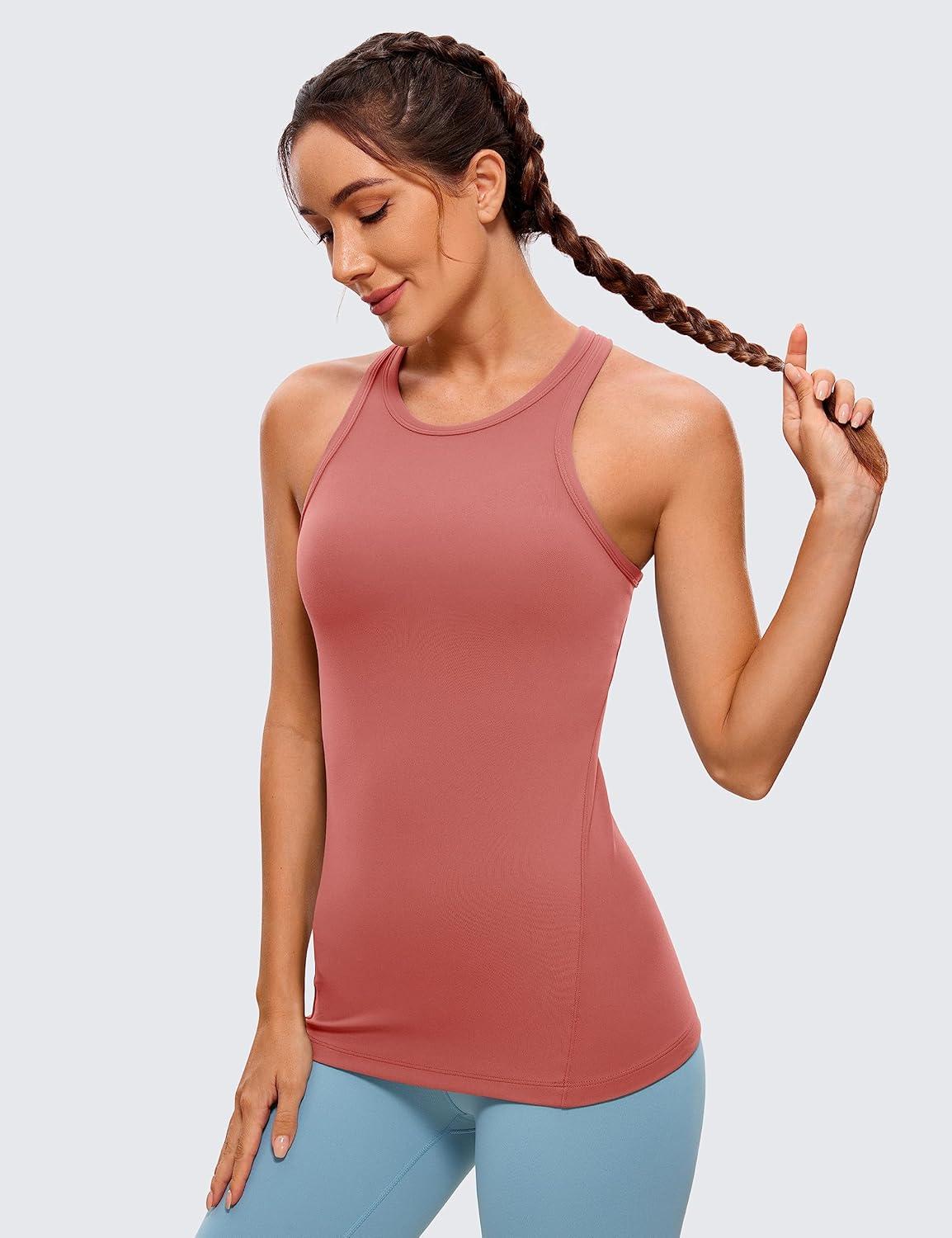 imageCRZ YOGA Butterluxe Womens Workout Racerback Sleeveless Tops High Neck Athletic Camisole Tanks Running Gym Yoga ShirtsBriar Rose