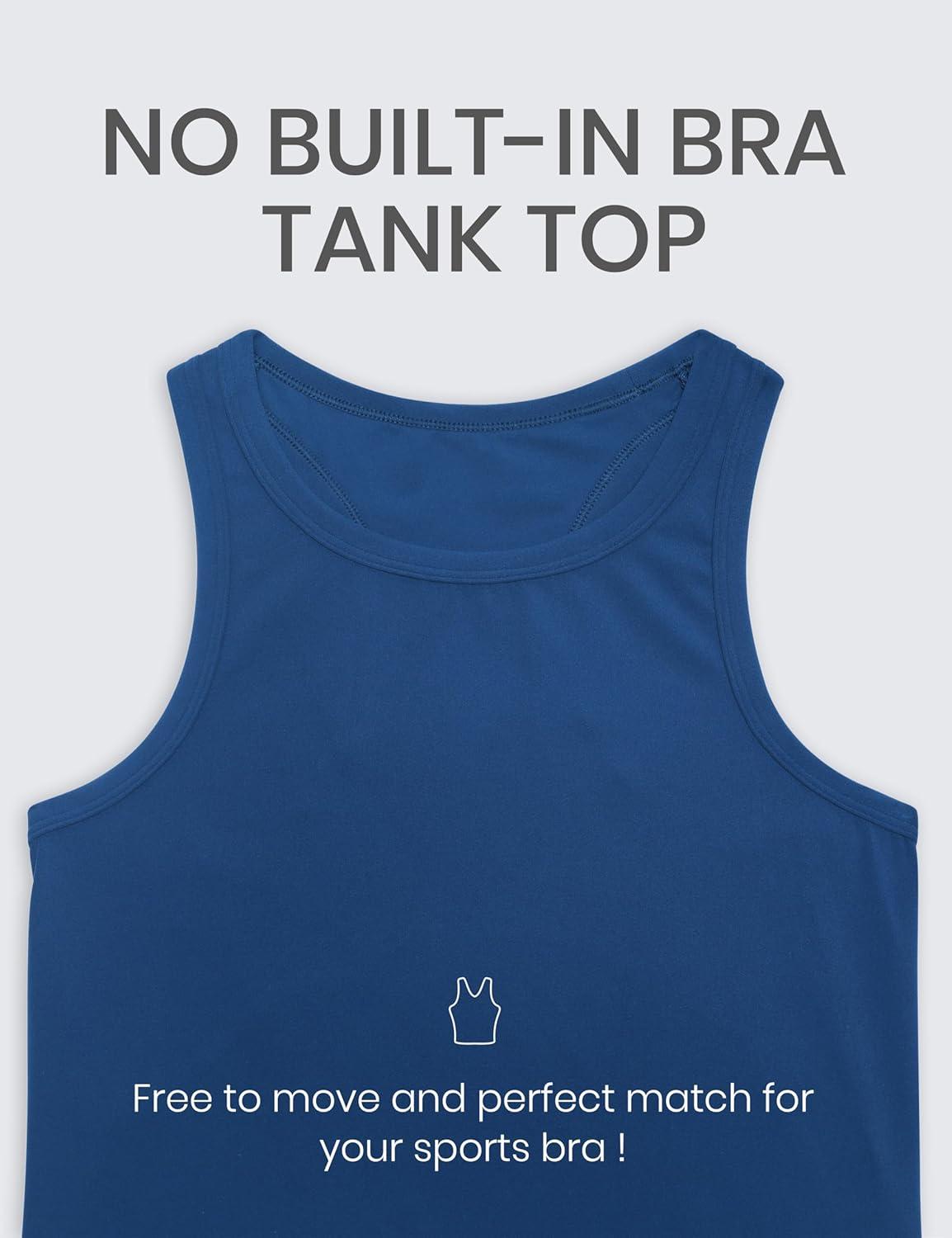 imageCRZ YOGA Butterluxe Womens Workout Racerback Sleeveless Tops High Neck Athletic Camisole Tanks Running Gym Yoga ShirtsFrench Navy