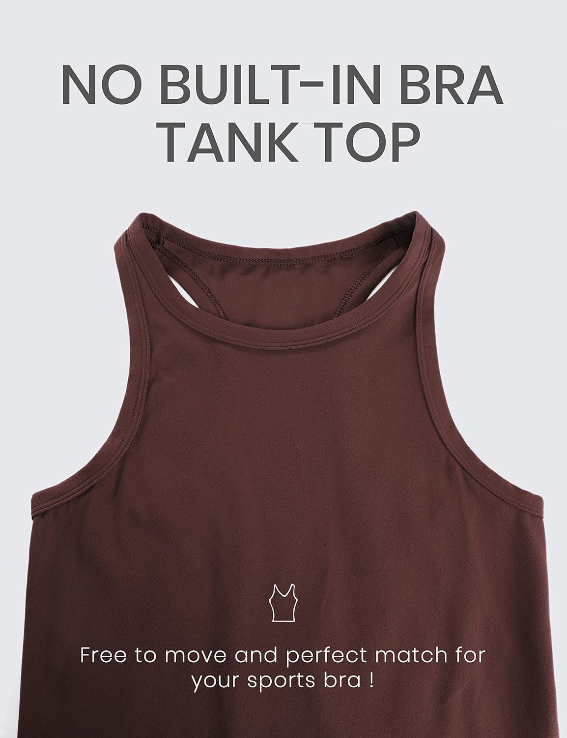 imageCRZ YOGA Butterluxe Womens Workout Racerback Sleeveless Tops High Neck Athletic Camisole Tanks Running Gym Yoga ShirtsTaupe