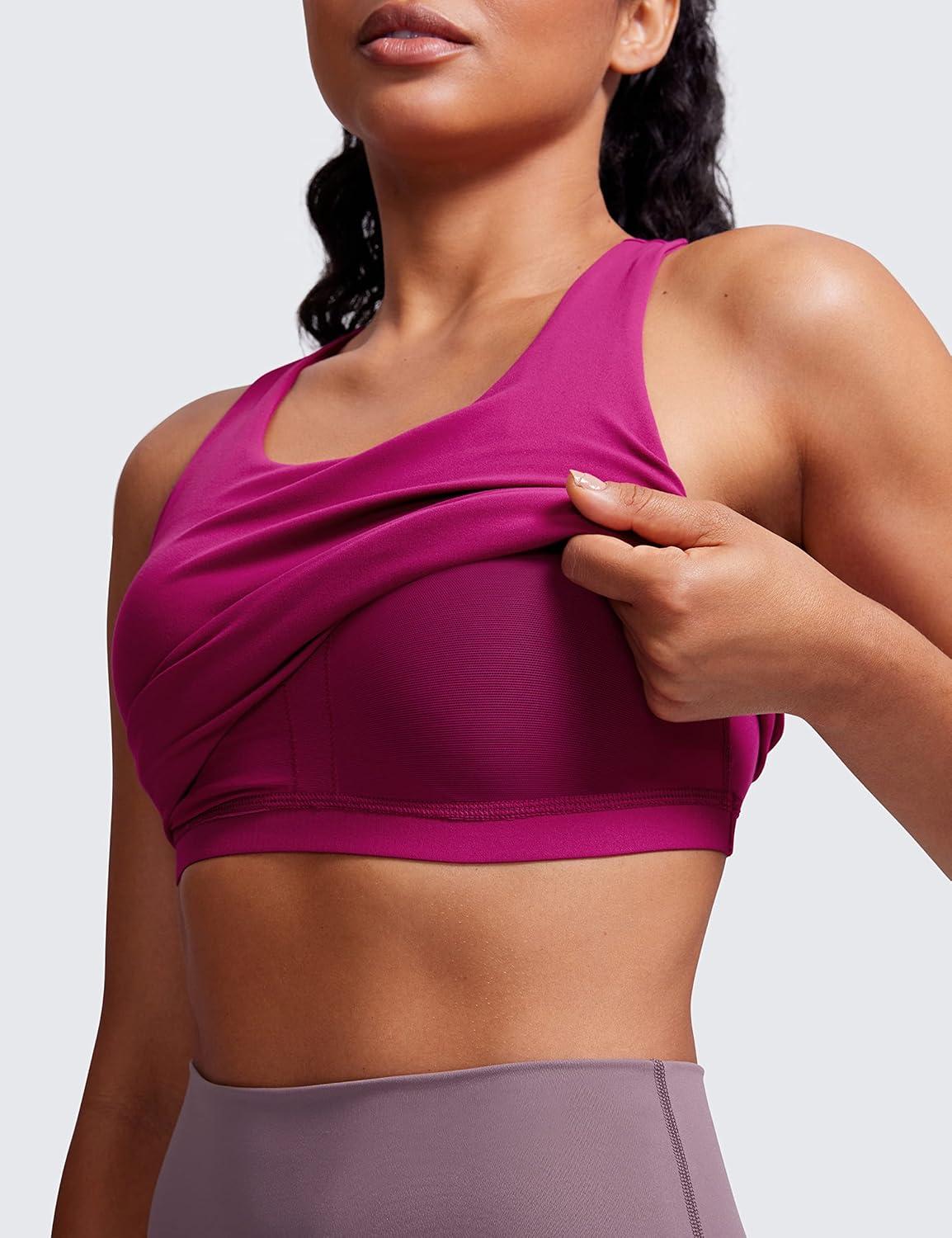 imageCRZ YOGA Butterluxe Workout Racerback Tank Tops for Women Padded Athletic Spandex Yoga Shirts with Built in BraMagenta Purple