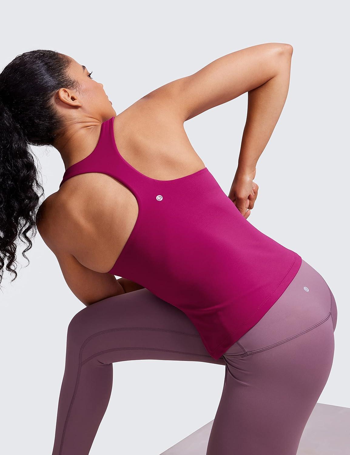 imageCRZ YOGA Butterluxe Workout Racerback Tank Tops for Women Padded Athletic Spandex Yoga Shirts with Built in BraMagenta Purple