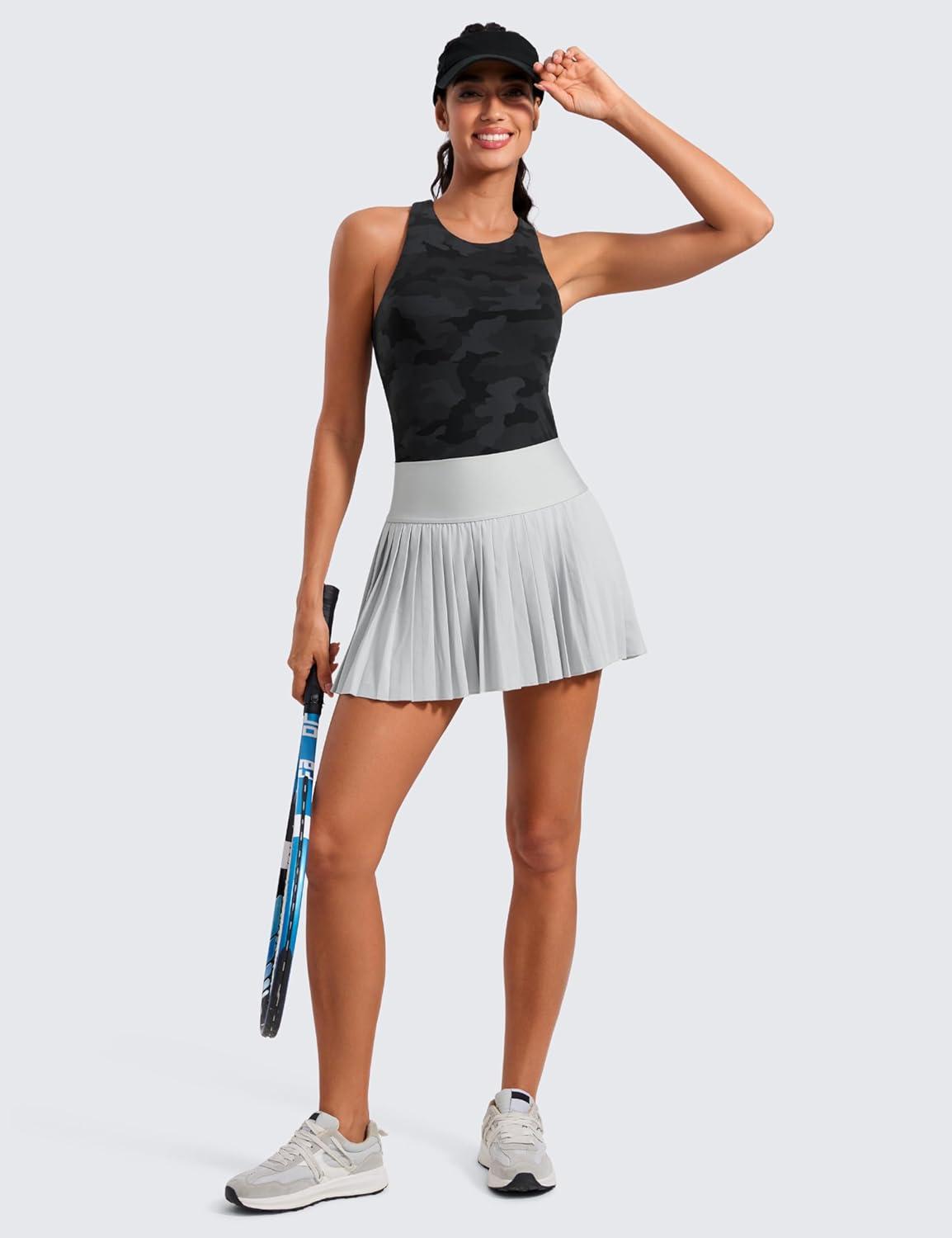 imageCRZ YOGA Butterluxe Workout Tank Tops for Women Racerback Padded High Neck Yoga Athletic Shirt with Built in BraDark Grey Camouflage 2