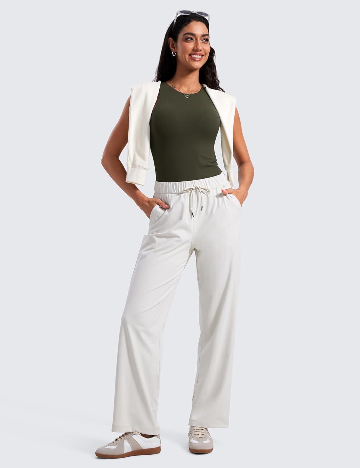 imageCRZ YOGA Butterluxe Workout Tank Tops for Women Racerback Padded High Neck Yoga Athletic Shirt with Built in BraOlive Green