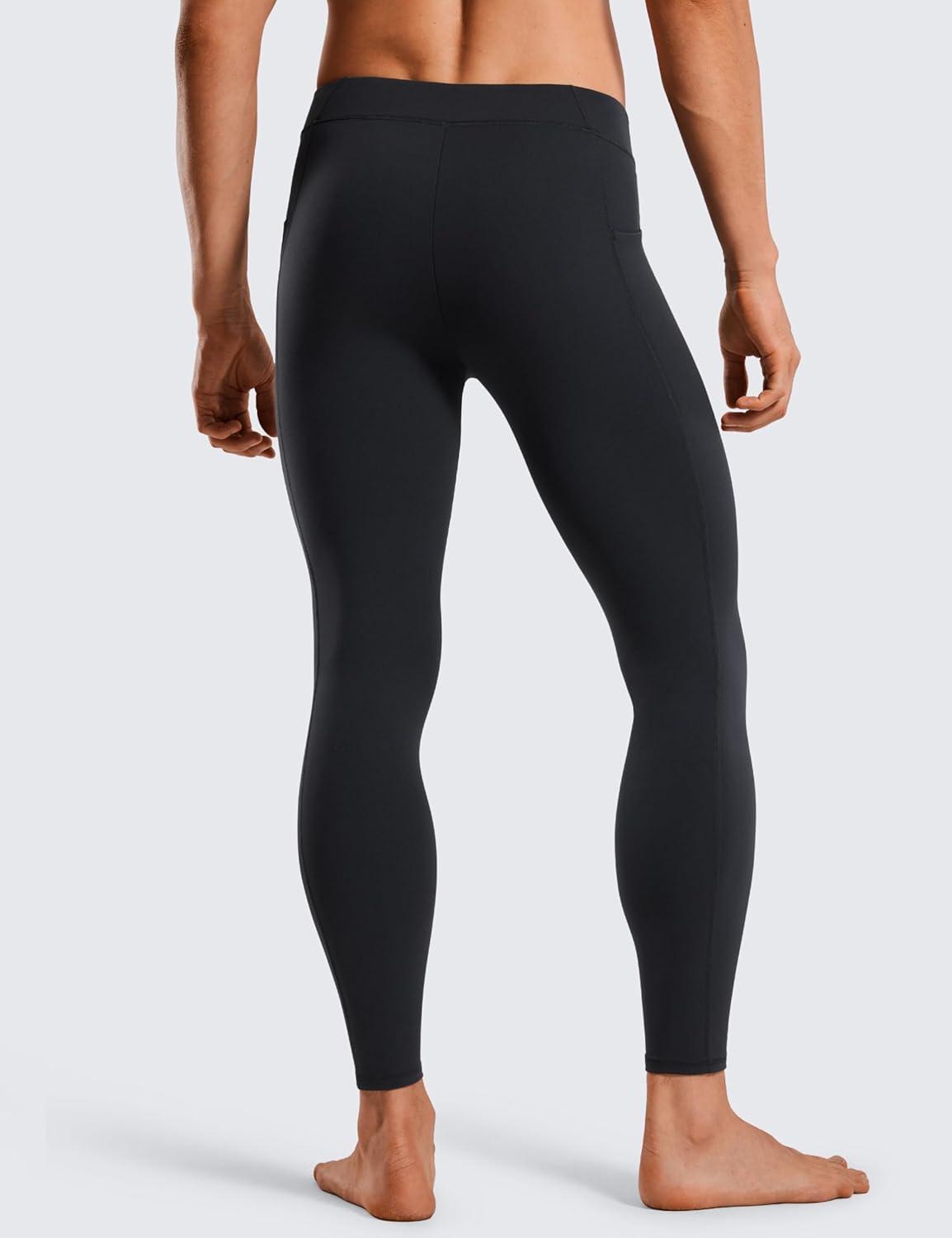 imageCRZ YOGA Butterluxe Yoga Leggings for Men 27quot Buttery Soft Yoga Workout Running Tights Pants with PocketsBlack