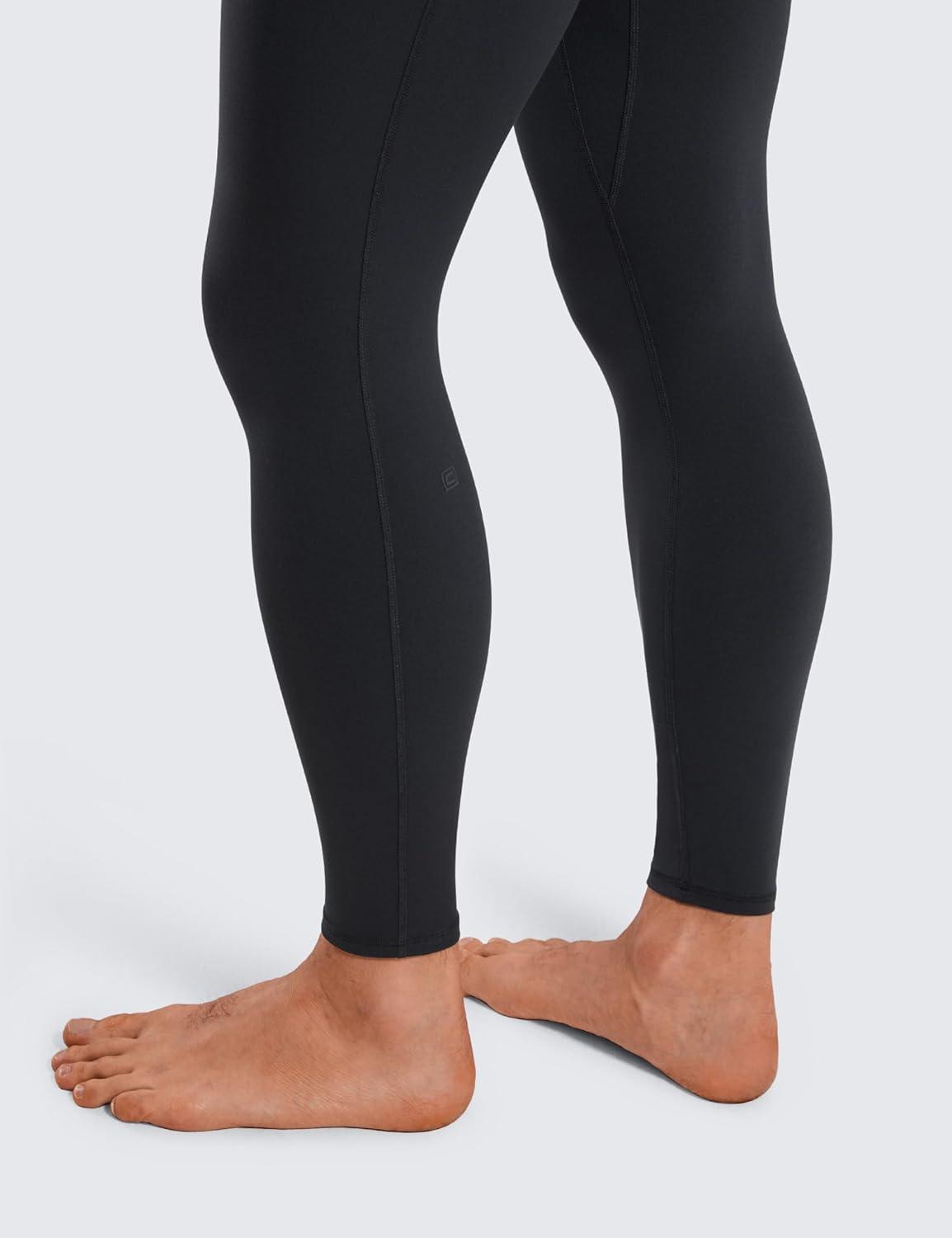 imageCRZ YOGA Butterluxe Yoga Leggings for Men 27quot Buttery Soft Yoga Workout Running Tights Pants with PocketsBlack