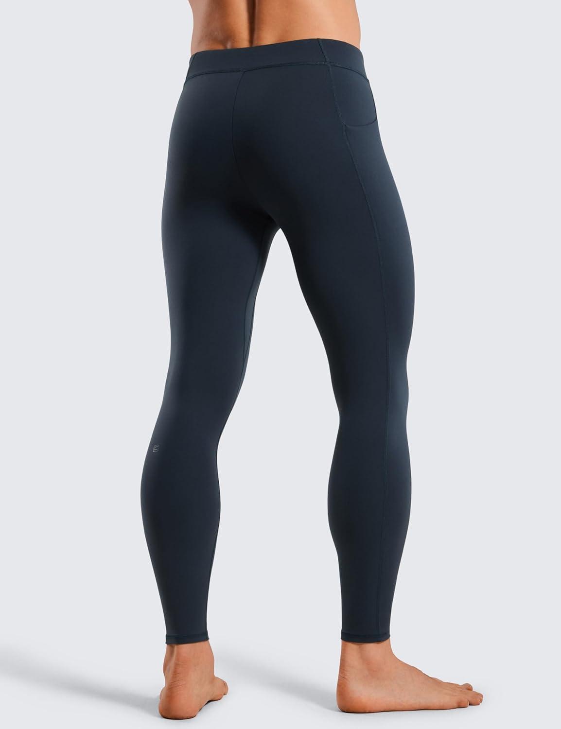 imageCRZ YOGA Butterluxe Yoga Leggings for Men 27quot Buttery Soft Yoga Workout Running Tights Pants with PocketsTrue Navy