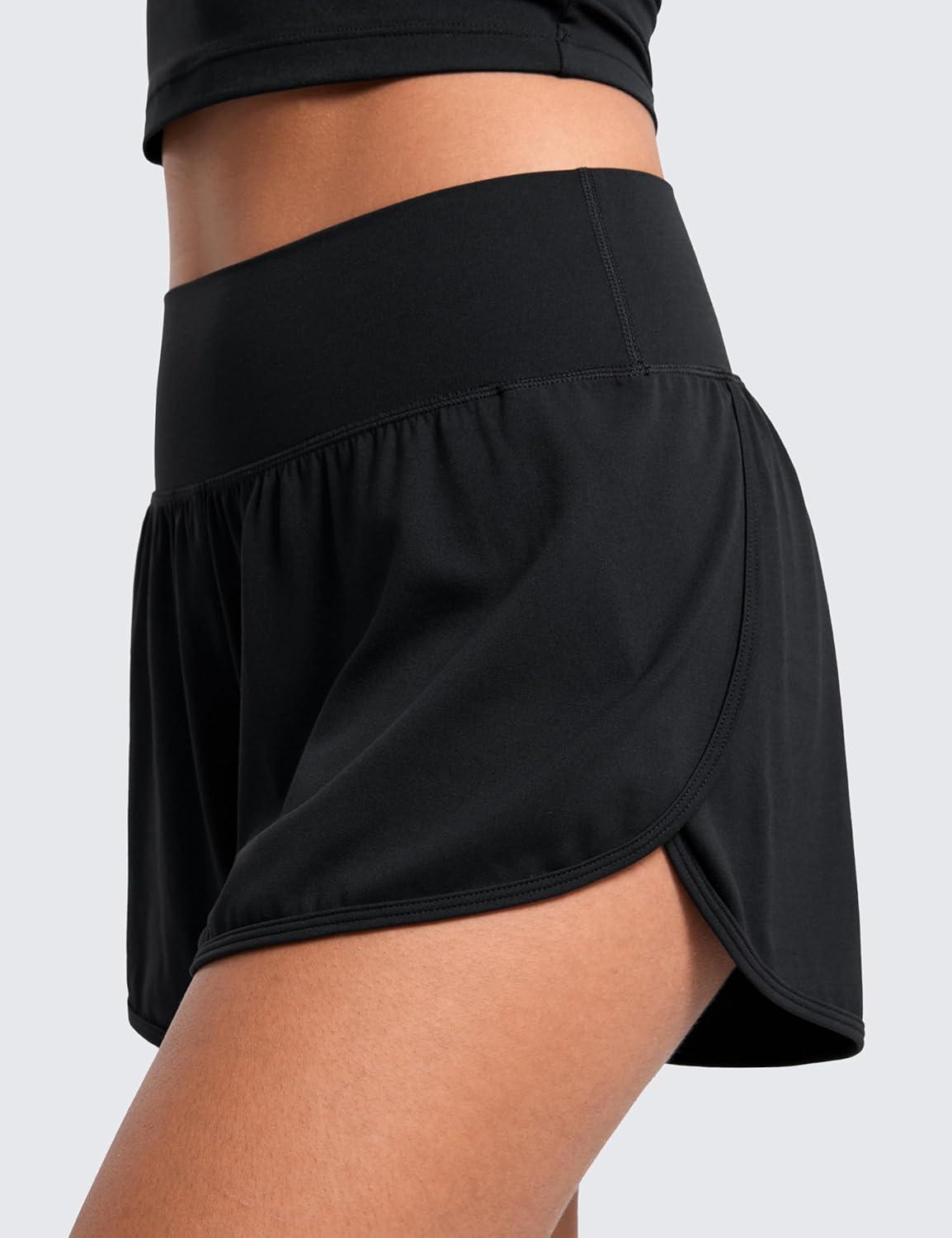 imageCRZ YOGA ButterluxeLight High Waisted Dolphin Shorts for Women 25quot Soft Split for Casual Lounge Athletic Yoga with LinerBlack