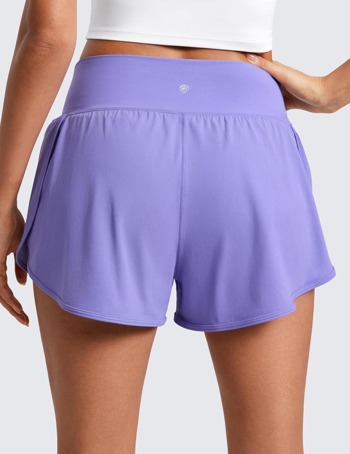 imageCRZ YOGA ButterluxeLight High Waisted Dolphin Shorts for Women 25quot Soft Split for Casual Lounge Athletic Yoga with LinerDark Lavender Purple