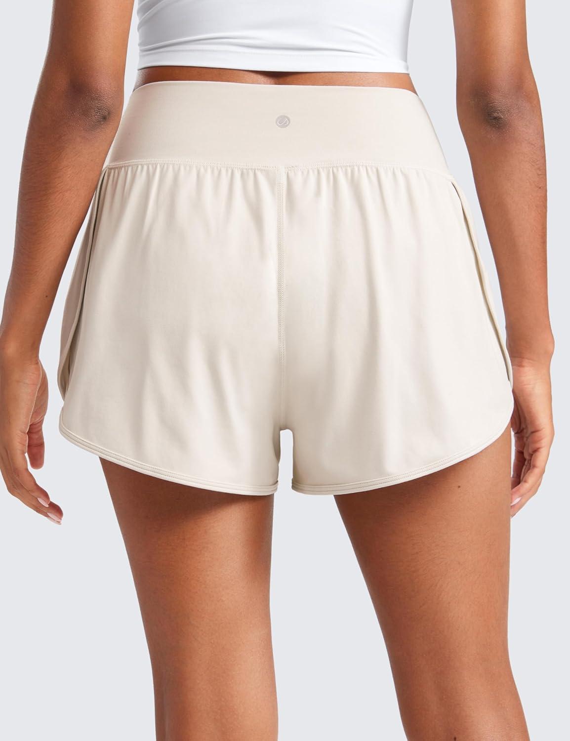 imageCRZ YOGA ButterluxeLight High Waisted Dolphin Shorts for Women 25quot Soft Split for Casual Lounge Athletic Yoga with LinerMilky White Bone