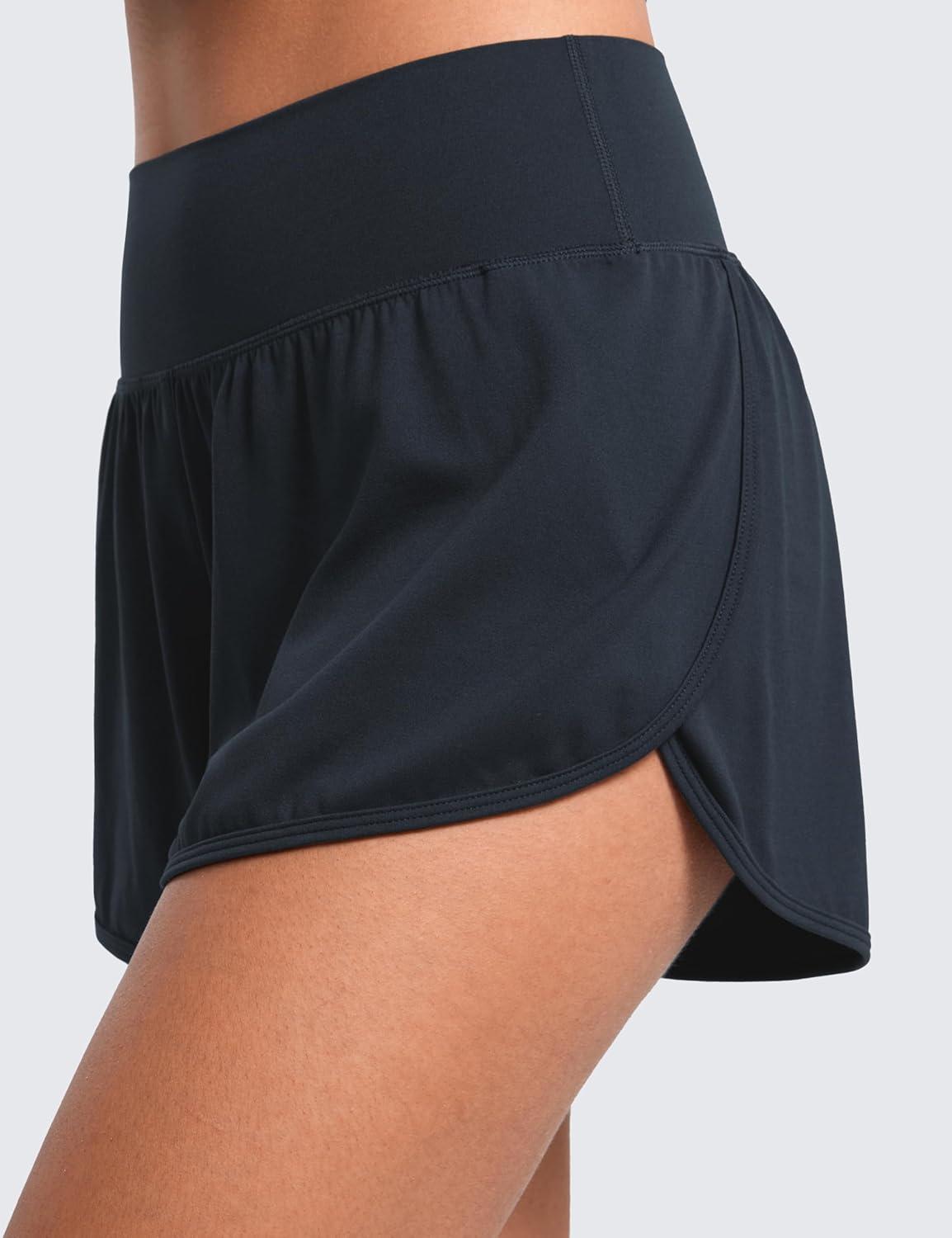 imageCRZ YOGA ButterluxeLight High Waisted Dolphin Shorts for Women 25quot Soft Split for Casual Lounge Athletic Yoga with LinerTrue Navy