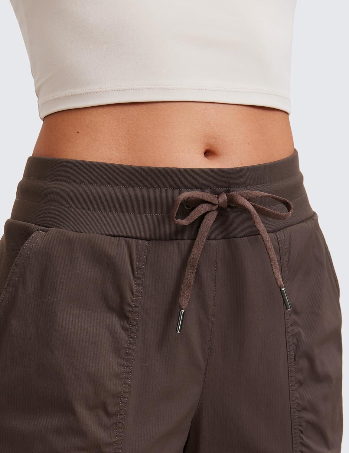 imageCRZ YOGA Cargo Joggers for Women Lightweight Ruched Workout Casual Travel Athletic Hiking Pants with PocketsHot Fudge Brown