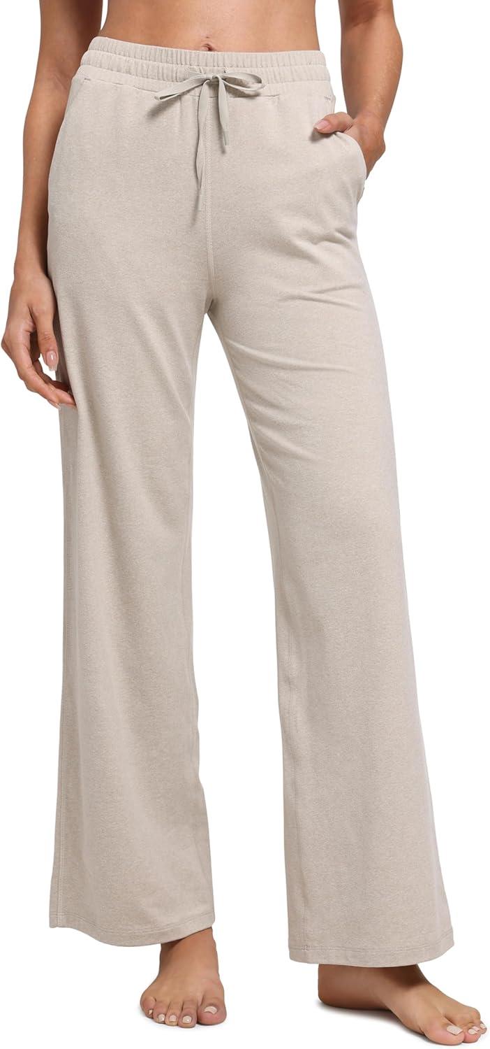 imageCRZ YOGA Cloud Jersey Wide Leg Sweatpants Women 30quot High Waisted Casual Lounge Pajama Travel Pants with PocketsMojave Tan