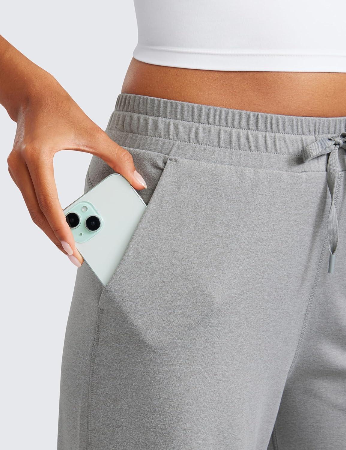 imageCRZ YOGA Cloud Jersey Wide Leg Sweatpants Women 30quot High Waisted Casual Lounge Pajama Travel Pants with PocketsSterling