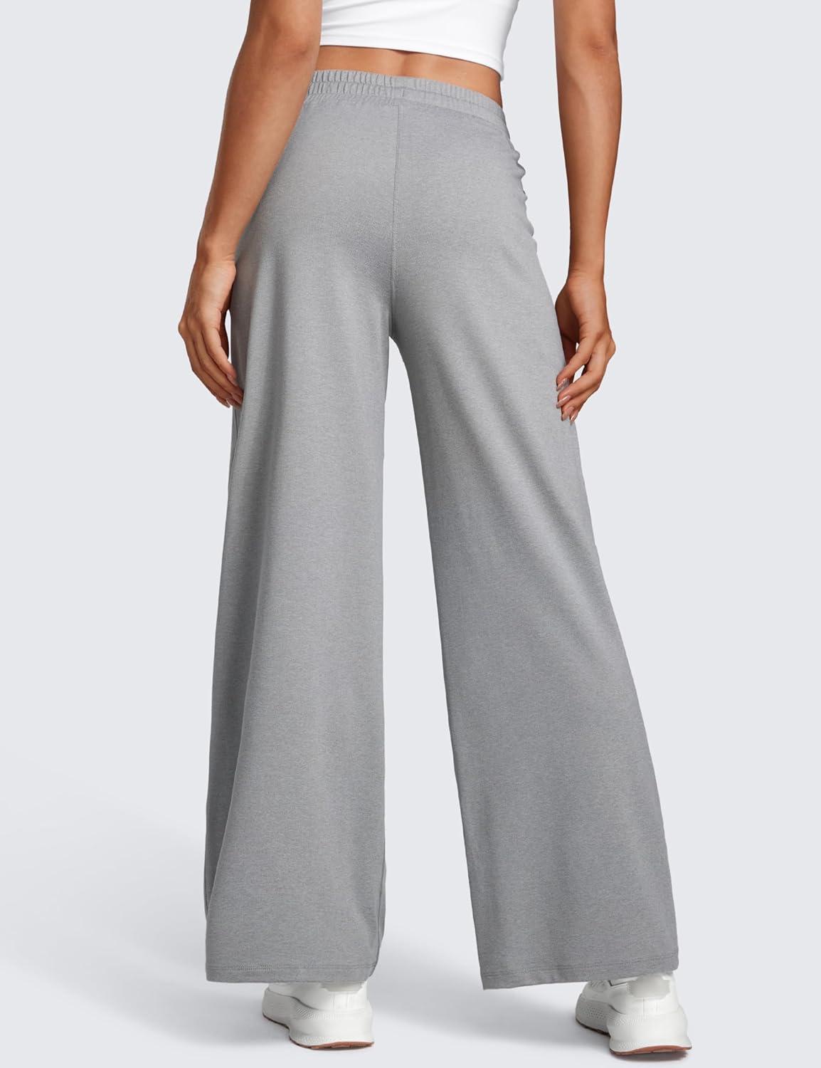 imageCRZ YOGA Cloud Jersey Wide Leg Sweatpants Women 30quot High Waisted Casual Lounge Pajama Travel Pants with PocketsSterling