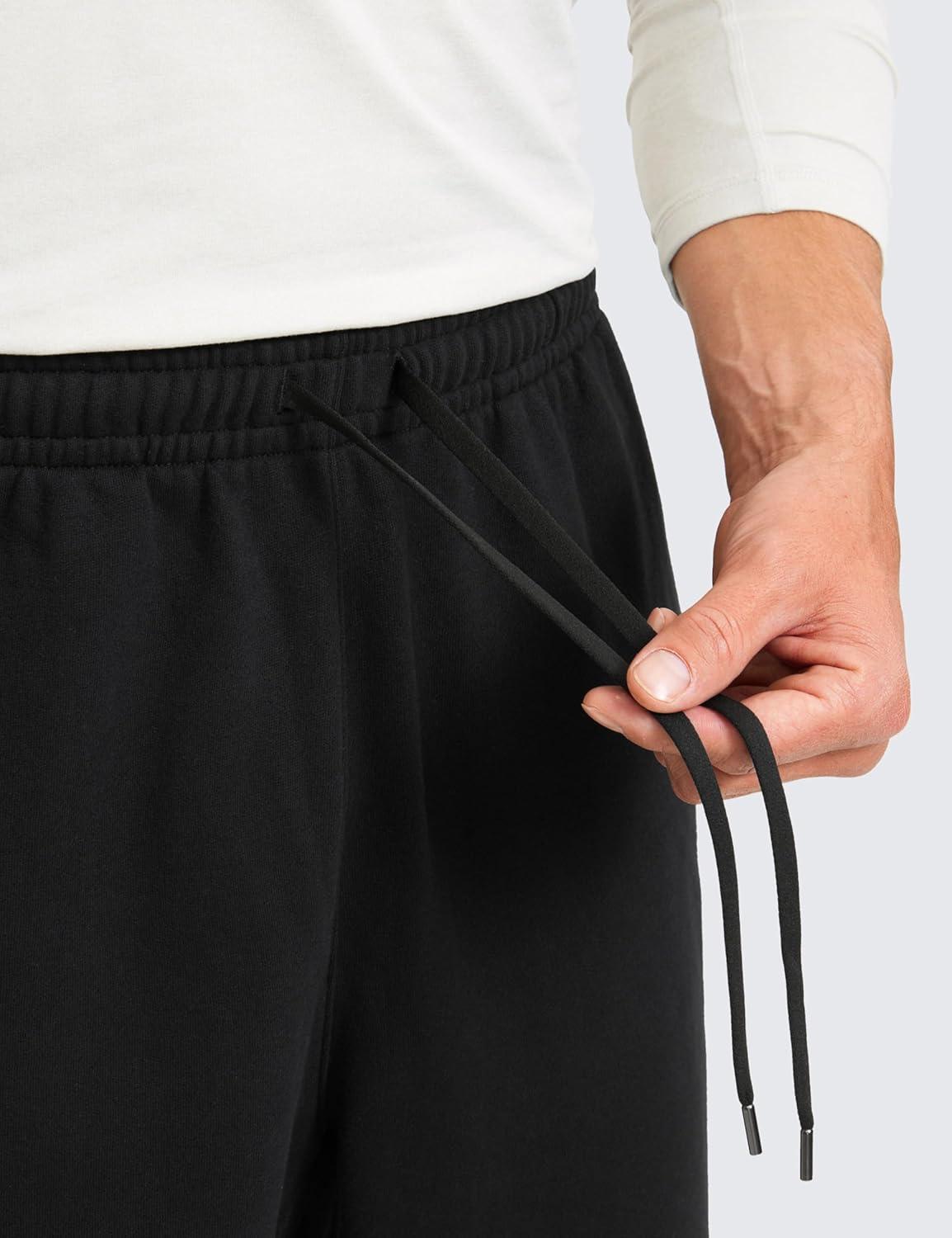 imageCRZ YOGA Cotton Fleece Lined Relaxed Sweatpants for Men 32quot Loose Lounge Casual Bottom Sweat Pants with Zipper PocketBlack