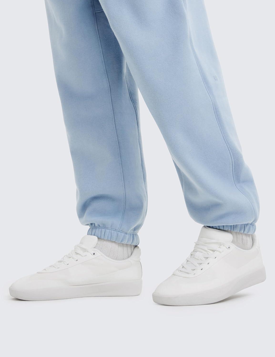 imageCRZ YOGA Cotton Fleece Lined Relaxed Sweatpants for Men 32quot Loose Lounge Casual Bottom Sweat Pants with Zipper PocketCambric Blue