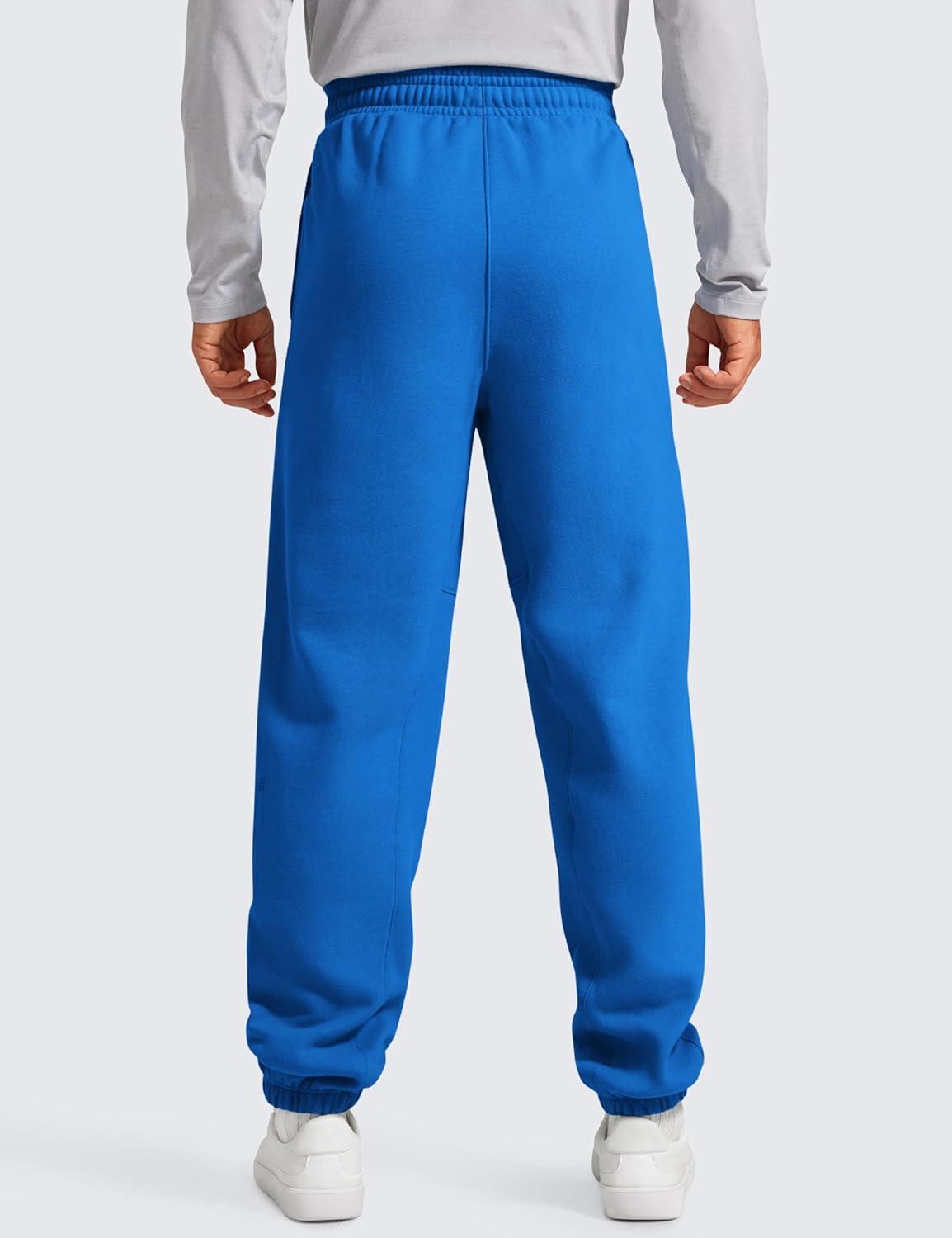 imageCRZ YOGA Cotton Fleece Lined Relaxed Sweatpants for Men 32quot Loose Lounge Casual Bottom Sweat Pants with Zipper PocketSparkle Blue