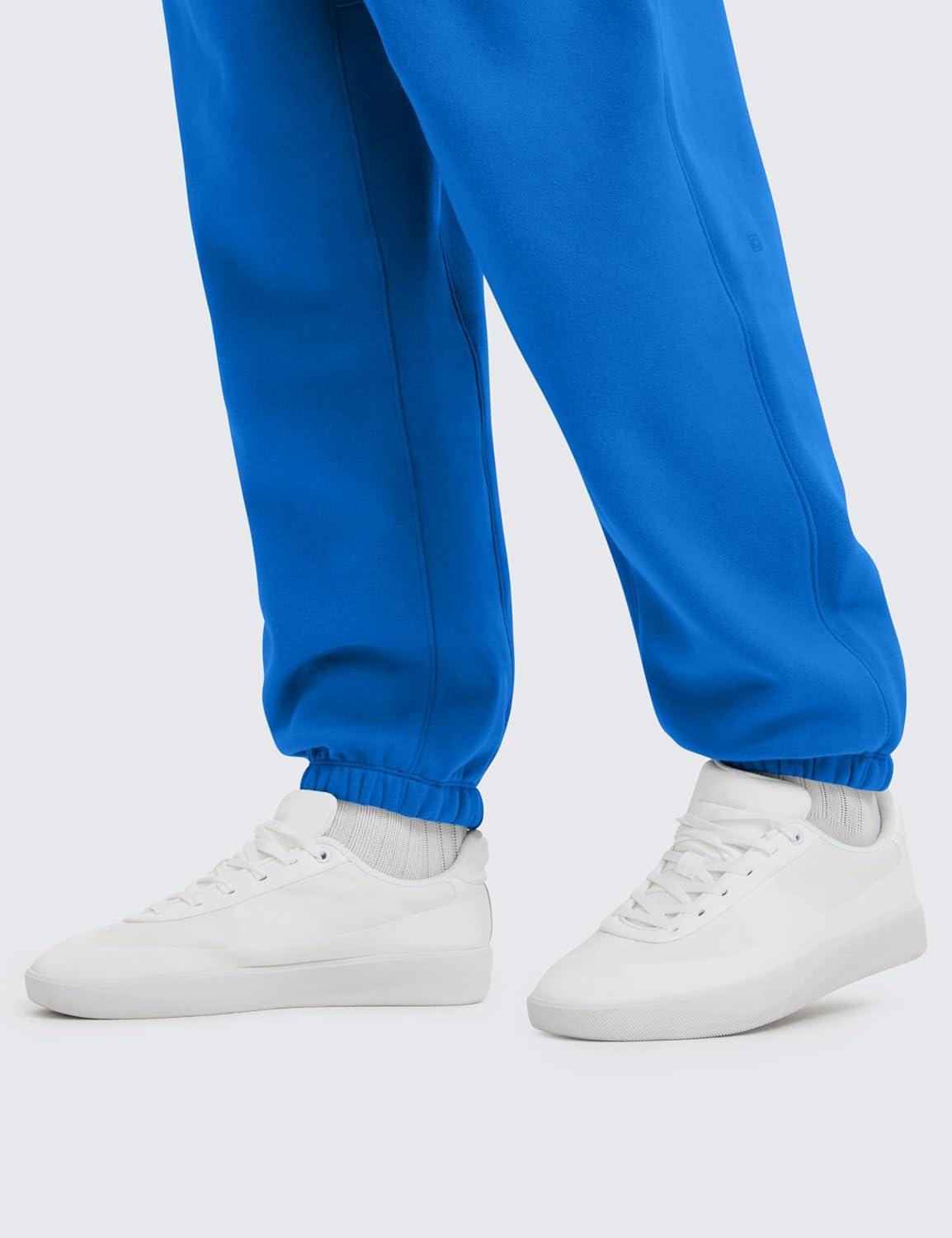 imageCRZ YOGA Cotton Fleece Lined Relaxed Sweatpants for Men 32quot Loose Lounge Casual Bottom Sweat Pants with Zipper PocketSparkle Blue